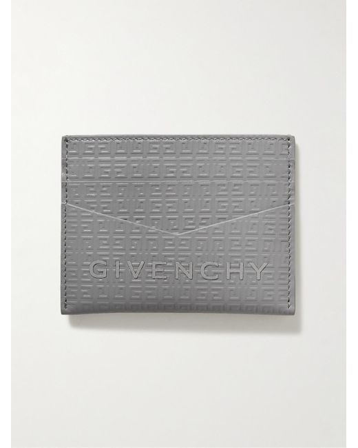 Givenchy Gray Appliquéd Logo-embossed Leather Cardholder for men