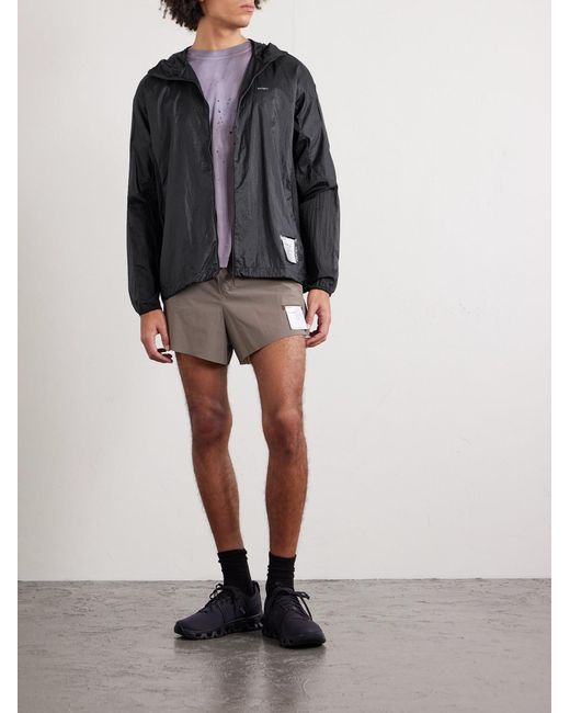 Satisfy Gray Logo-Appliquéd Rippy Ripstop-Panelled Pertex Diamond Fuse Hooded Jacket for men