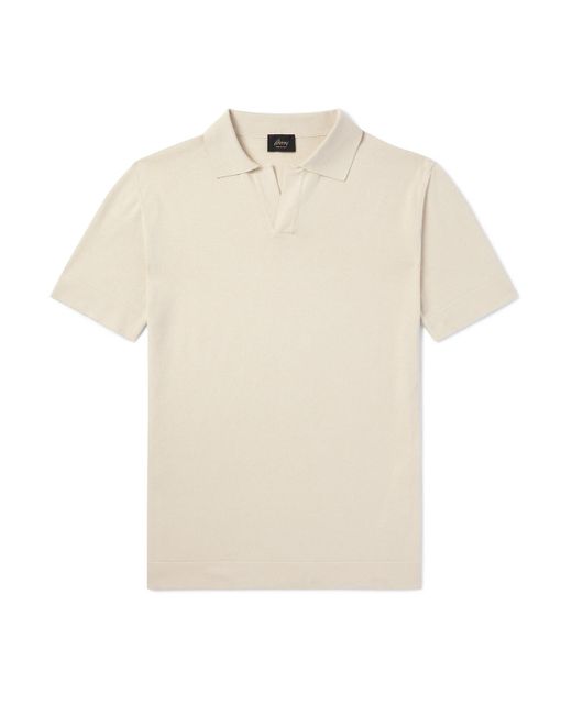 Brioni White Cotton And Silk-blend Polo Shirt for men