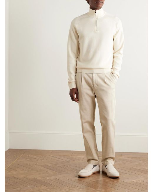 Orlebar Brown Natural Lennard Slim-fit Merino Wool Half-zip Sweater for men