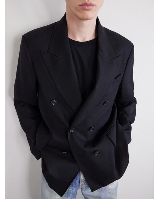 Our Legacy Black Double-Breasted Unstructured Wool Blazer for men