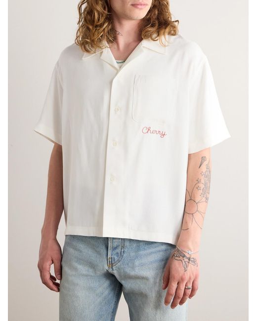CHERRY LA White Logo-Embroidered Tencel Lyocell Shirt for men