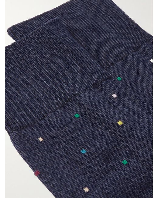 Paul Smith Blue Polka-dot Stretch-cotton Blend Socks for men