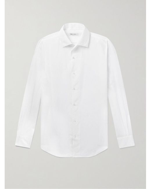 Camicia in misto lino e cotone André di Loro Piana in White da Uomo