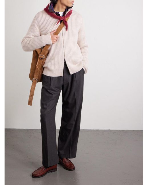 Massimo Alba Natural Mirko Ribbed Cashmere And Alpaca-blend Zip-up Sweater for men