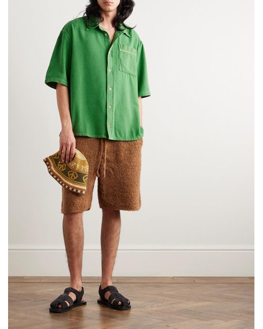 The Elder Statesman Green Jupiter Cotton And Silk-blend Twill Shirt for men