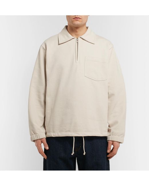 Margaret Howell Mhl Loopback Cotton-jersey Half-zip