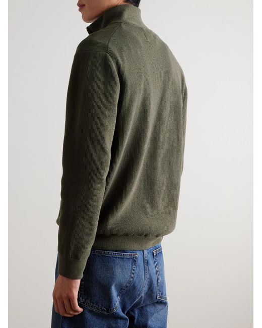 NN07 Green Danny 6429 Ribbed Bouclé Zip-Up Cardigan for men