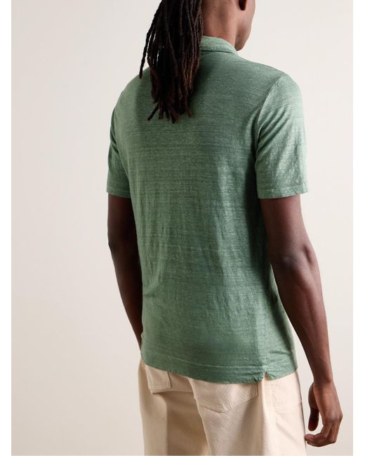 Massimo Alba Green Filicudi Slim-fit Linen Polo Shirt for men