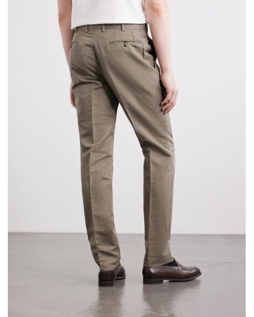 Brioni Natural Straight-Leg Linen And Cotton-Blend Trousers for men