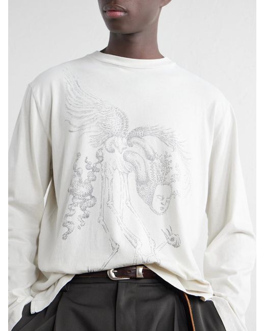 Our Legacy Natural Printed Cotton-Jersey T-Shirt for men