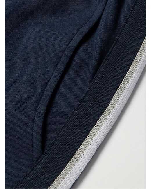 Hanro Yves schmal zulaufende Jogginghose aus doppelseitigem Jersey aus einer Baumwollmischung mit Webband in Blue für Herren