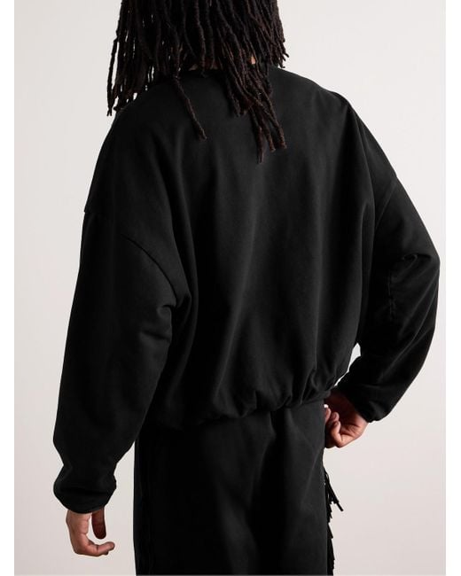 Fear Of God Black Logo-appliquéd Cotton-jersey Sweatshirt for men