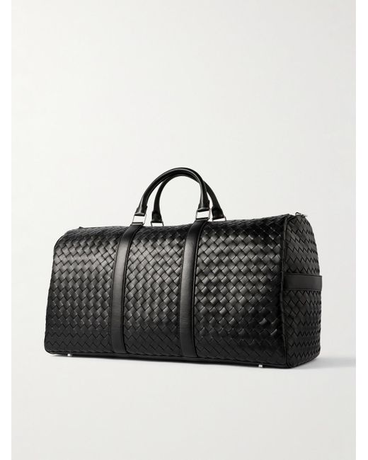 Bottega Veneta Black Intrecciato Leather Duffle Bag for men