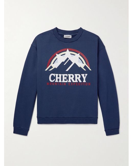Felpa in jersey di cotone con logo Mountain Expedition di CHERRY LA in Blue da Uomo
