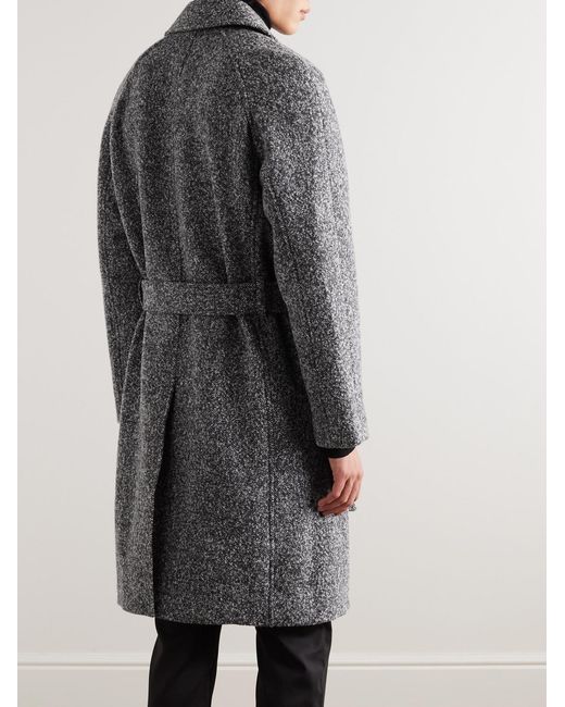 Mr P. Gray Belted Donegal Wool-Blend Bouclé Coat for men