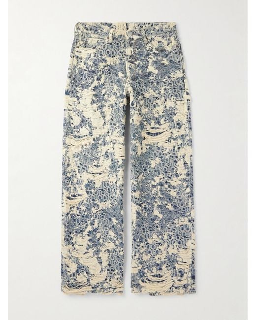 Jeans A Gamba Larga Effetto Consumato di Acne in Blue da Uomo