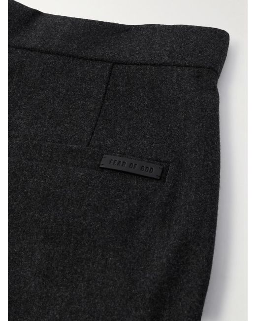 Fear Of God Black Wide-Leg Pleated Virgin Wool-Blend Flannel Trousers for men