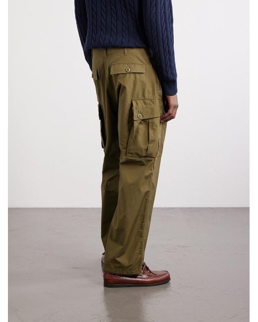 Beams Plus Green Cotton-Ripstop Cargo Trousers for men