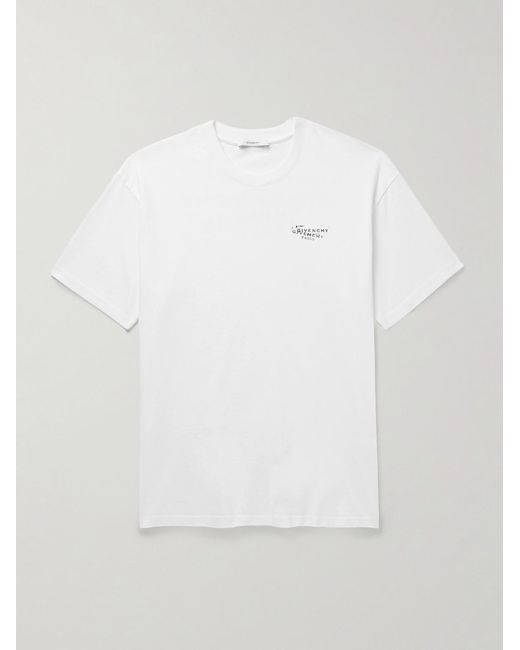 Givenchy White Logo-Print Cotton-Jersey T-Shirt for men
