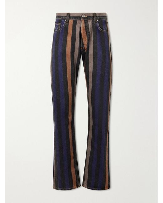 Versace Blue Straight-leg Striped Jeans for men