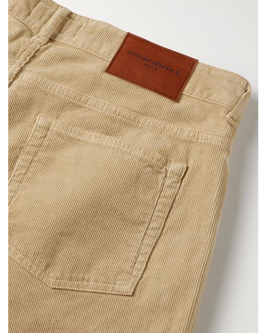 Officine Generale James schmal und gerade geschnittene Cordhose aus einer Baumwollmischung in Natural für Herren
