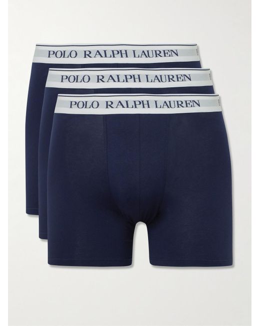 Confezione da tre boxer in cotone stretch di Polo Ralph Lauren in Blue da Uomo