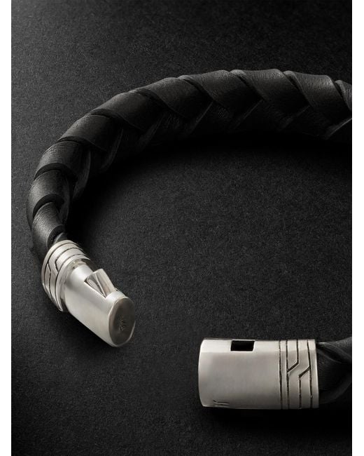 Woven Leather, Sterling And Enamel Bracelet di John Hardy in Black da Uomo