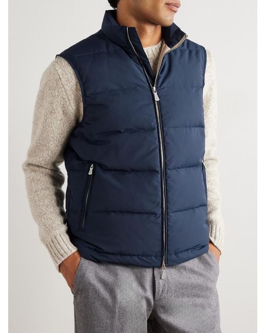 Eleventy Blue Quilted Tech Wool-Blend Down Gilet for men