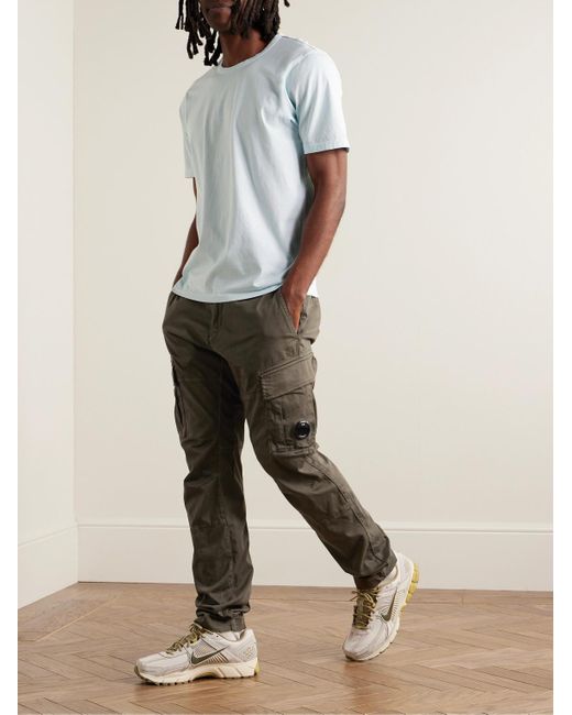 C P Company Gray Slim-fit Logo-appliquéd Cotton-blend Cargo Trousers for men