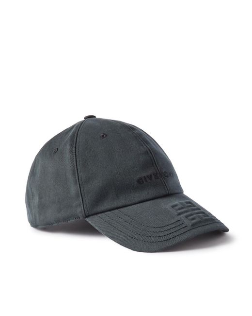 Givenchy Gray Logo-embroidered Embossed Cotton-twill Baseball Cap for men