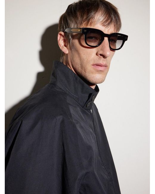 Bottega Veneta Black Intrecciato Panthos Square-Frame Recycled-Acetate Sunglasses for men