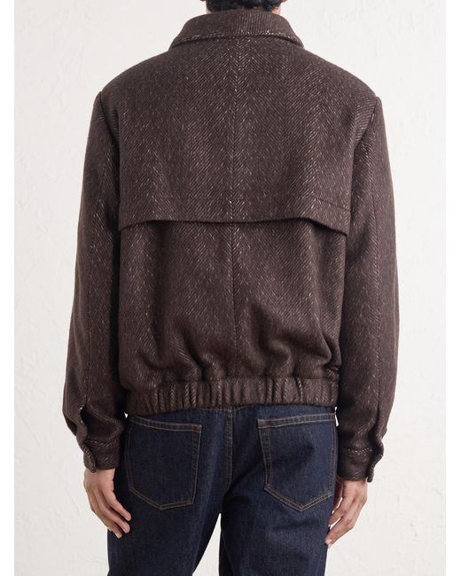 Altea Brown Arden Herringbone Blouson Jacket for men