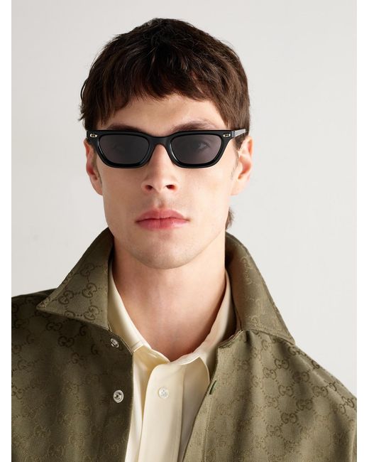 Gucci Black Cat-Eye Acetate Sunglasses for men