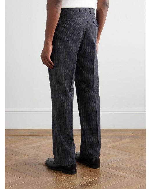 Etro Blue Straight-Leg Logo-Embroidered Wool-Blend Jacquard Suit Trousers for men