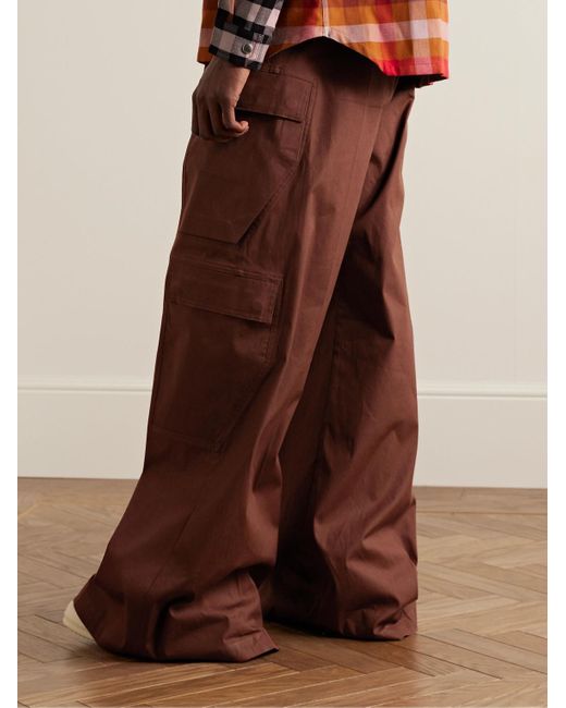 Rick Owens Red Wide-leg Cotton-blend Drawstring Cargo Trousers for men