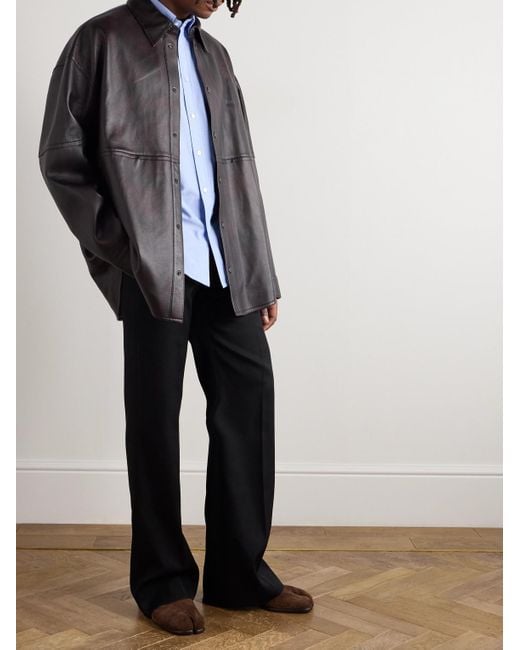 Acne Black Laraw Oversized Leather Shirt Jacket for men