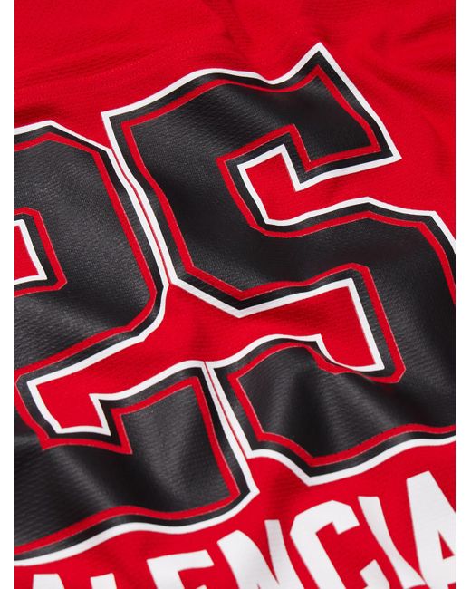 Balenciaga Red American Football Oversized Printed Piqué T-Shirt for men