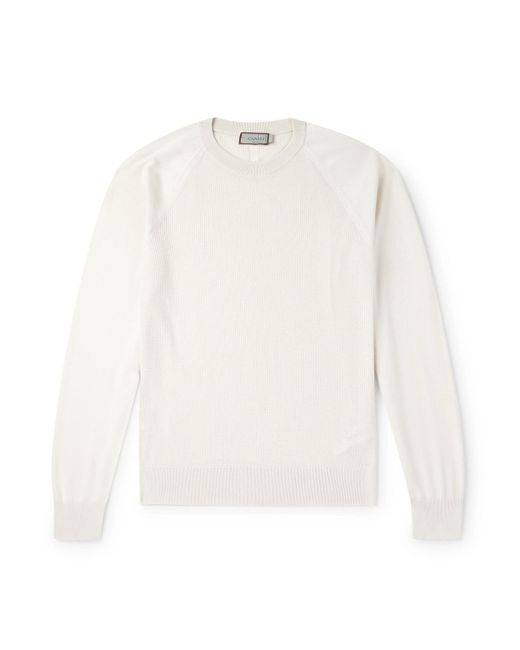 Canali White Waffle-Knit Cotton And Silk-Blend Sweatshirt for men
