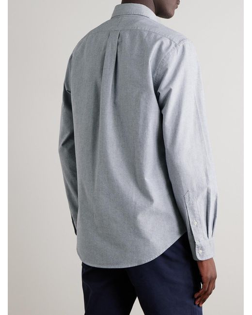 Polo Ralph Lauren Gray Button-Down Collar Logo-Embroidered Cotton Oxford Shirt for men