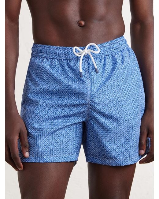 Fedeli Blue Madeira Printed Straight-leg Swim Shorts for men