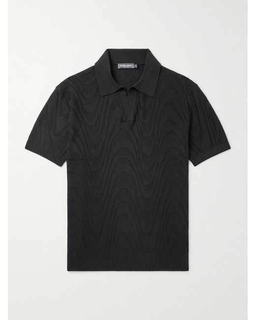 Frescobol Carioca Black Rino Cotton And Silk-Blend Polo Shirt for men