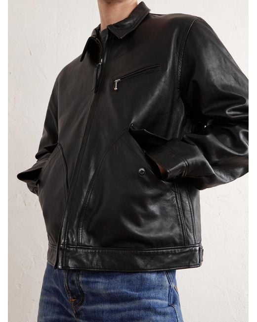 Nudie Jeans Black Blake Leather Jacket for men