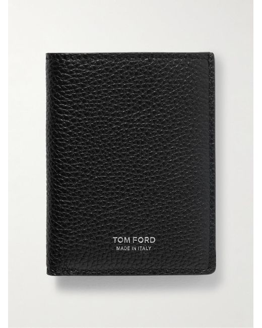 Tom Ford Aufklappbares Kartenetui aus vollnarbigem Leder in Black für Herren