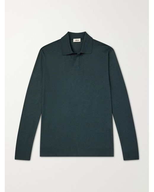 Altea Green Pierre Lyocell And Cotton-Blend Jersey Polo Shirt for men