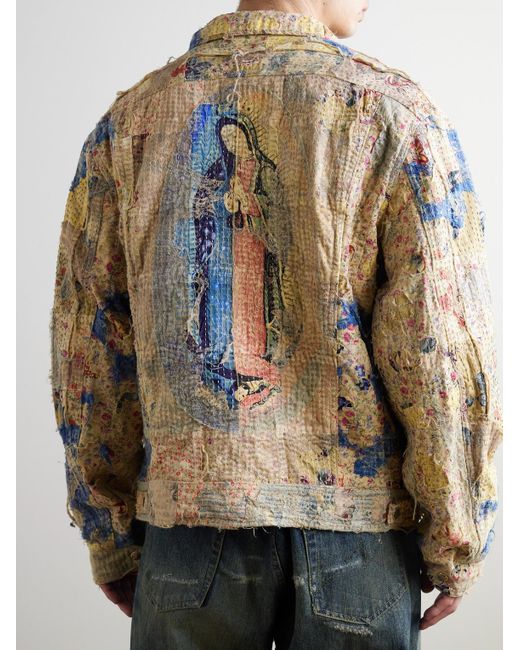 Kapital Natural Boro Distressed Patchwork Cotton And Linen-Blend Zip-Up Jacket for men