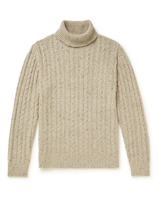 Hartford Cableknit Donegal Woolblend Rollneck Sweater in Natural for