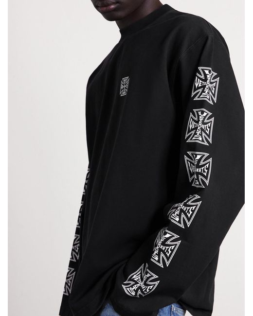 Vetements Black Logo-print Cotton-jersey T-shirt for men
