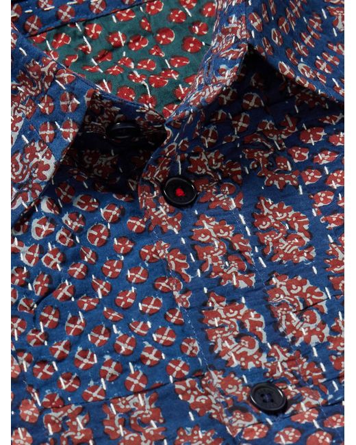 Kardo Blue Luis Printed Embroidered Cotton Shirt for men