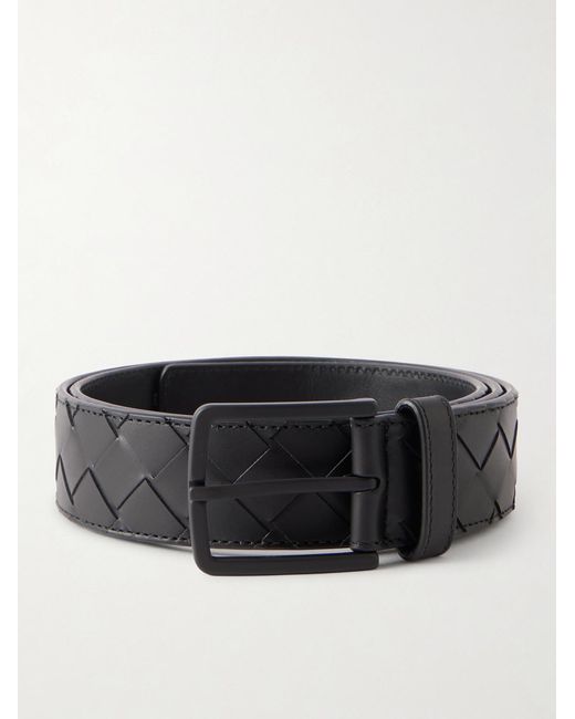 Bottega Veneta Black 3.5Cm Intrecciato Leather Belt for men